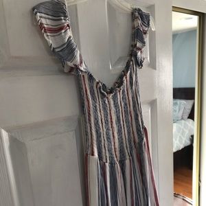 Striped High to Low off the shoulder dress